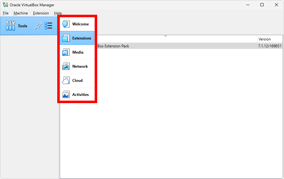 Screenshot of returning to the Welcome screen