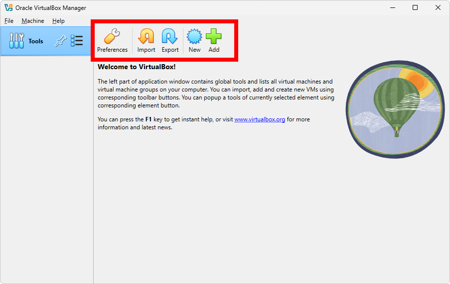 Screenshot of returning to the Welcome screen