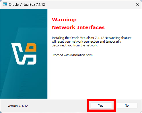 Screenshot of running the installer