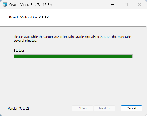 Screenshot of running the installer