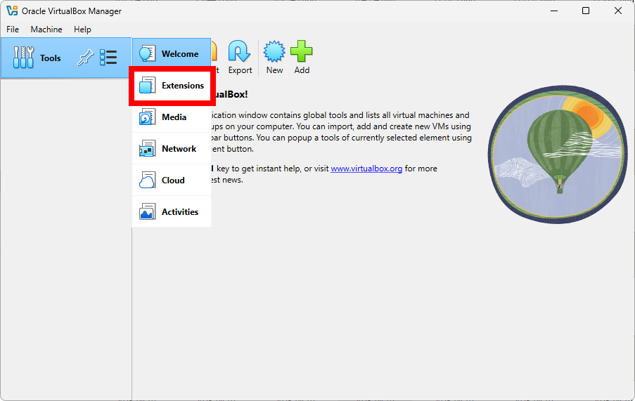 Screenshot of verifying Extension Pack installation