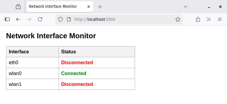 wlan0 connected interface screenshot